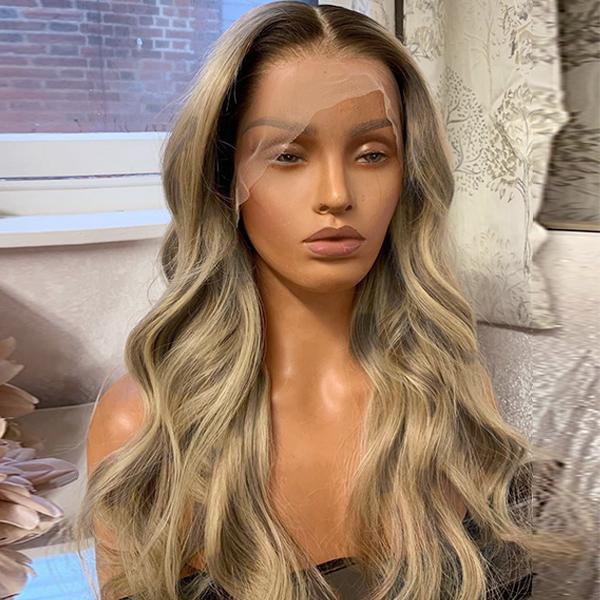 Melinda -  Silky Ash Blonde Lace Front Human Hair Remy 180% Density 13x4 Lace Frontal